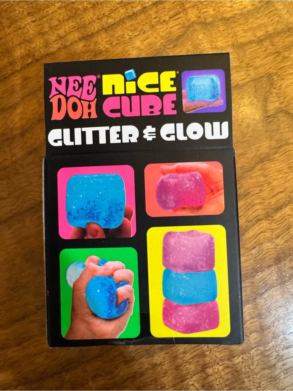 NeeDoh Nice Cube Glitter & Glow Blue NWT Super Solid Squish Authentic Schylling